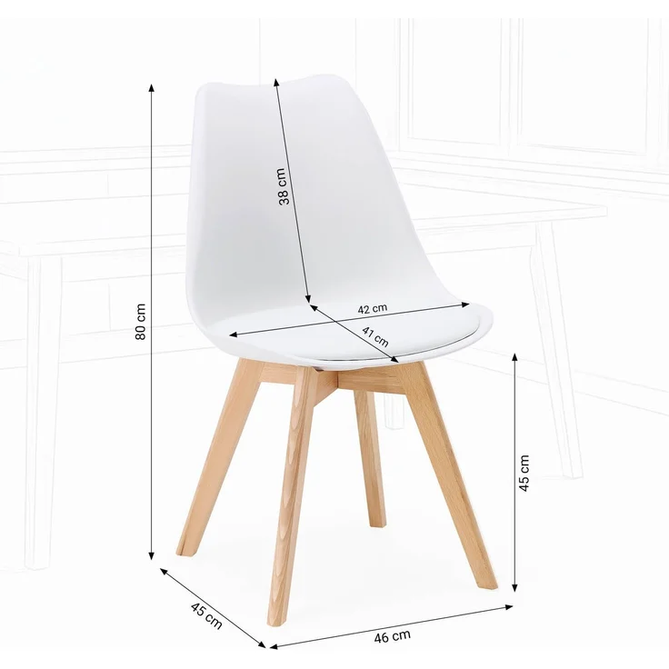 Küchenstuhl Weiß Set 2 Stühle Esszimmer Holz modern Kunststoff Esszimmerstühle Schalenstuhl Holzstühle – Bild 3