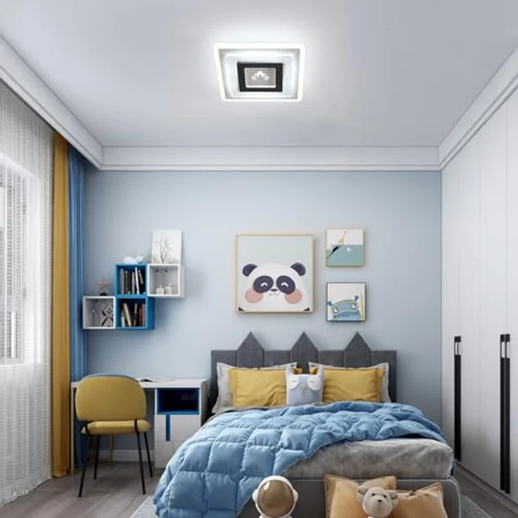 Goeco LED Deckenleuchte Moderne, 22W Deckenlampe Schwarz 6500K Kaltweißes Licht, Quadrat LED Deckenbeleuchtung aus Aluminium für Schlafzimmer, Wohnzimmer, Küche, Flur – Bild 7