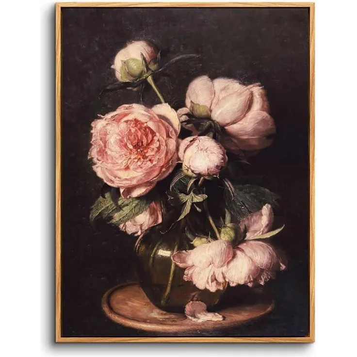 Vintage Leinwand Bilder mit Holzrahmen 30x40cm Wohnzimmer Wanddeko Rosa