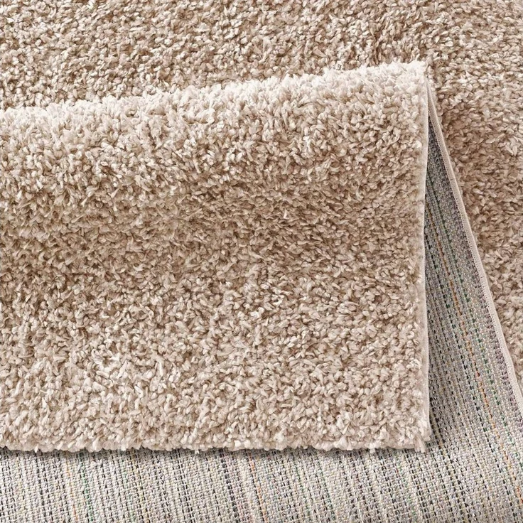 TaraCarpet Langflor-Teppich Venezia Shaggy, rechteckig, Höhe: 35 mm, Hochflor Shaggy Uni Beige Wohnzimmer Schlafzimmer 080x150 cm – Bild 3