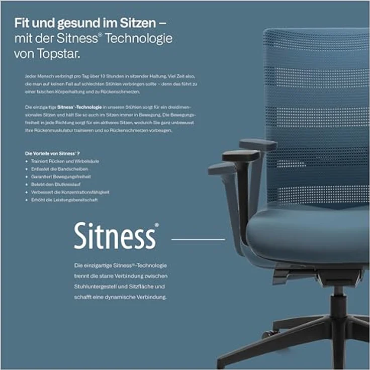 Topstar Sitness 20, ergonomischer Sitzhocker, Arbeitshocker, Bürohocker mit Schwingeffekt, Sitzhöhenverstellung, Bezug bordeaux rot – Bild 6
