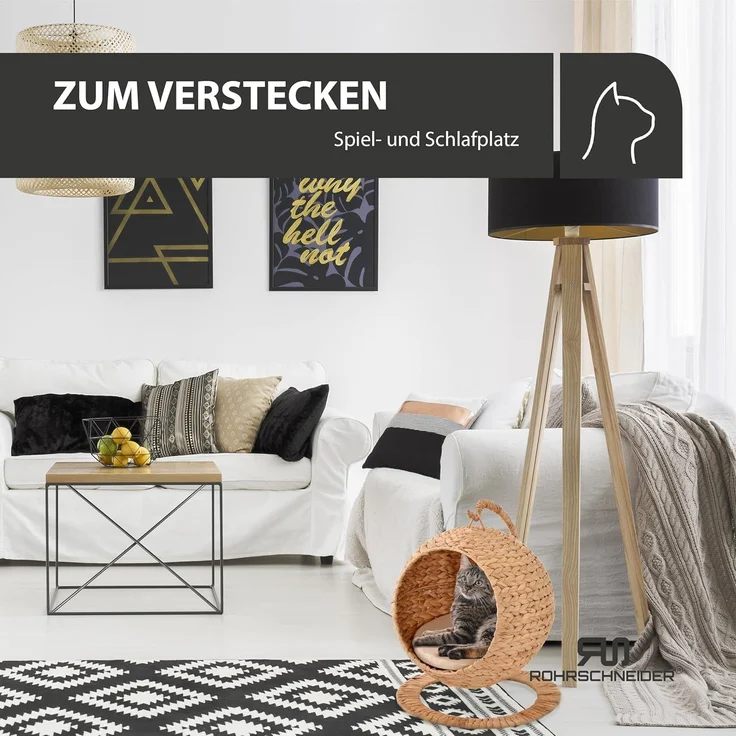 Rohrschneider Tierhöhle runder Hängesessel hängend, als Katzenbett Katzenkorb Katzensofa – Bild 6