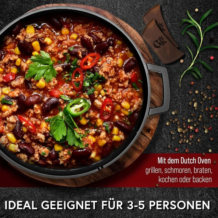 GUSSKÖNIG Dutch Oven 2in1 Topf Set 6,5L + Pflegepaste – Bild 4