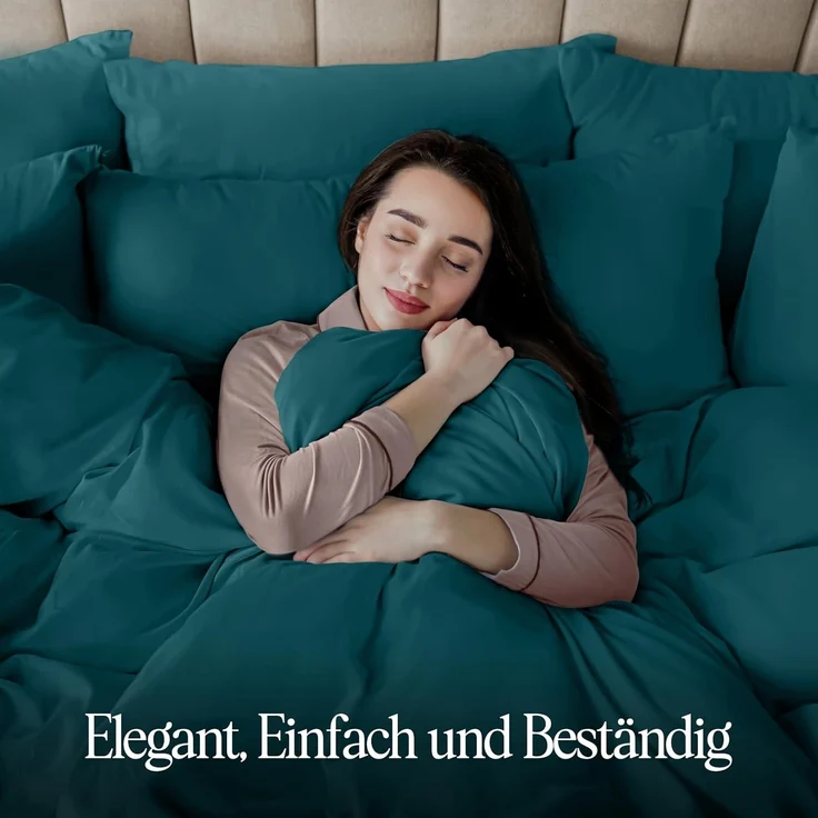 Utopia Bedding Bettwäsche 220x240 Set - Mikrofaser Bettbezug 240x220 cm + 2 Kissenbezüge 65x65 cm - Blaugrün – Bild 7