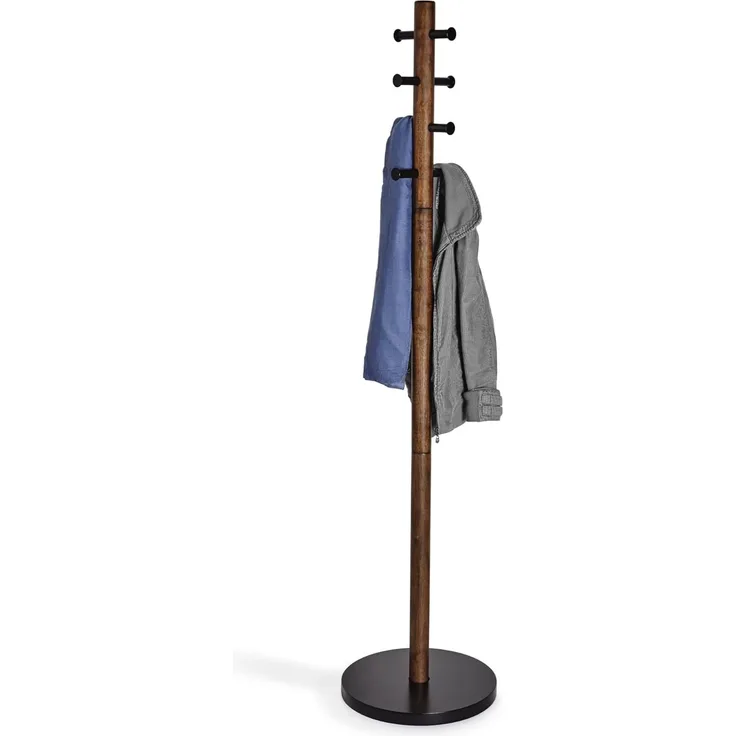 1005871-048 - PILLAR Garderobenständer aus Holz, schwarz/walnuss