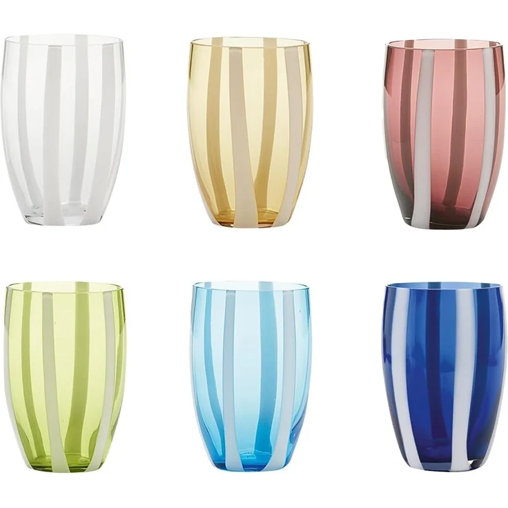 Zafferano Gläser-Set Gessato, bunte und handgemachte Gläser Mischbox, 6- teiliges Set – Bild 1