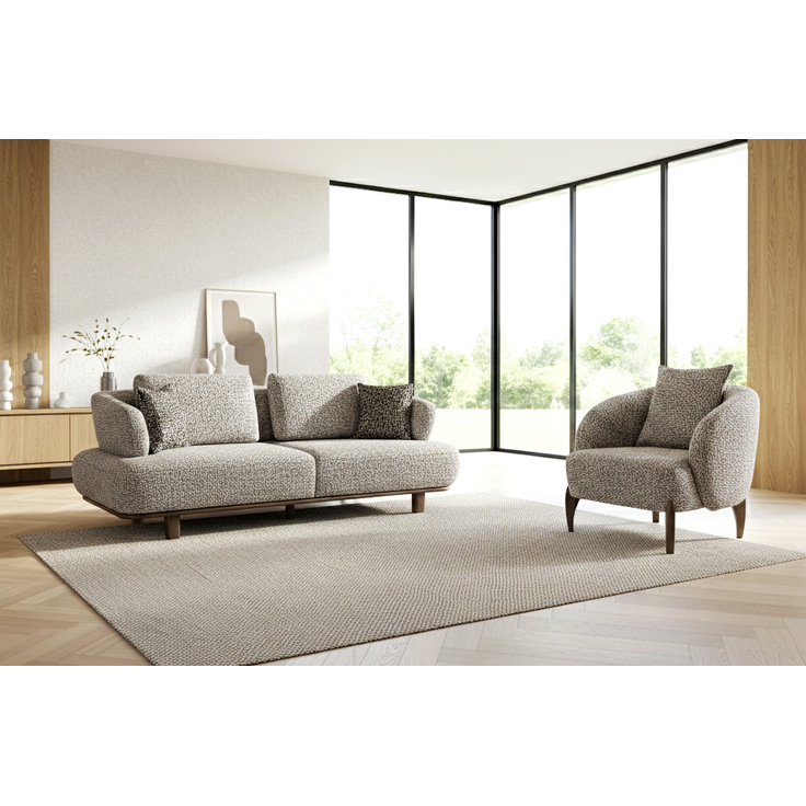 Sitzgruppe/Sofa Set - Wohnzimmergarnitur "Floravoria" 3+3+1-Grau