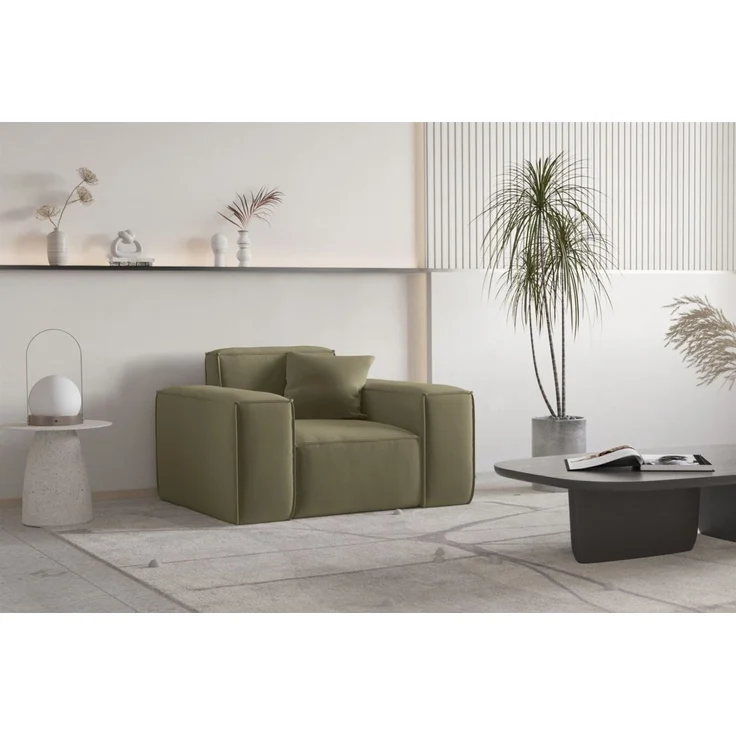 Sessel Designersessel CELES PREMIUM in Stoff Opera Velvet Olivgrün – Bild 1