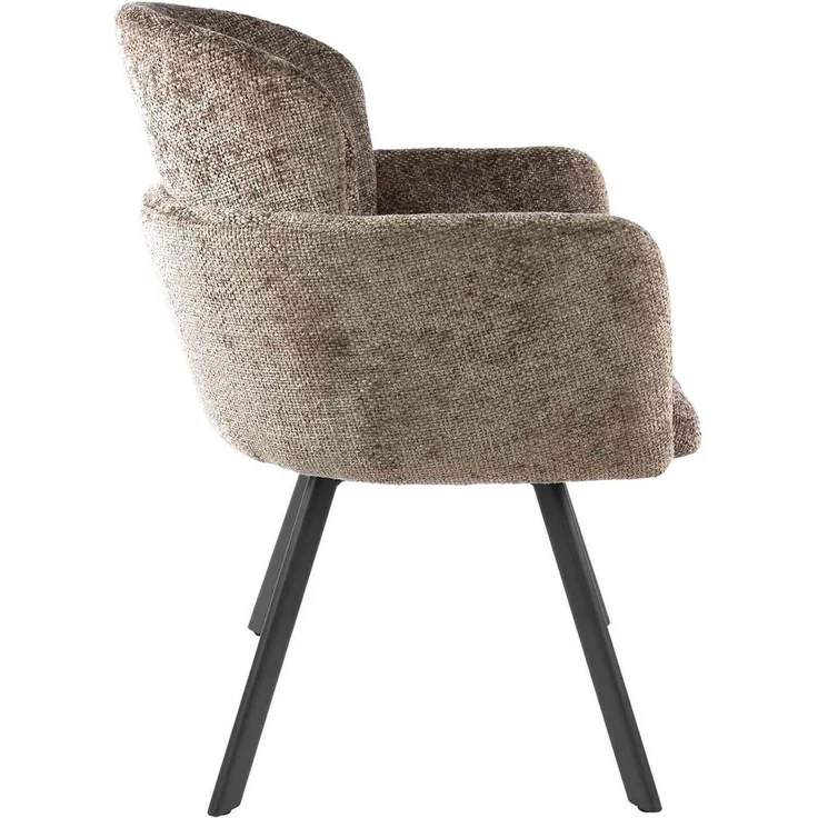 2er-Set Armstuhl Ecarm 360° drehbar mit Chenille-Bezug, Champagne – Bild 5