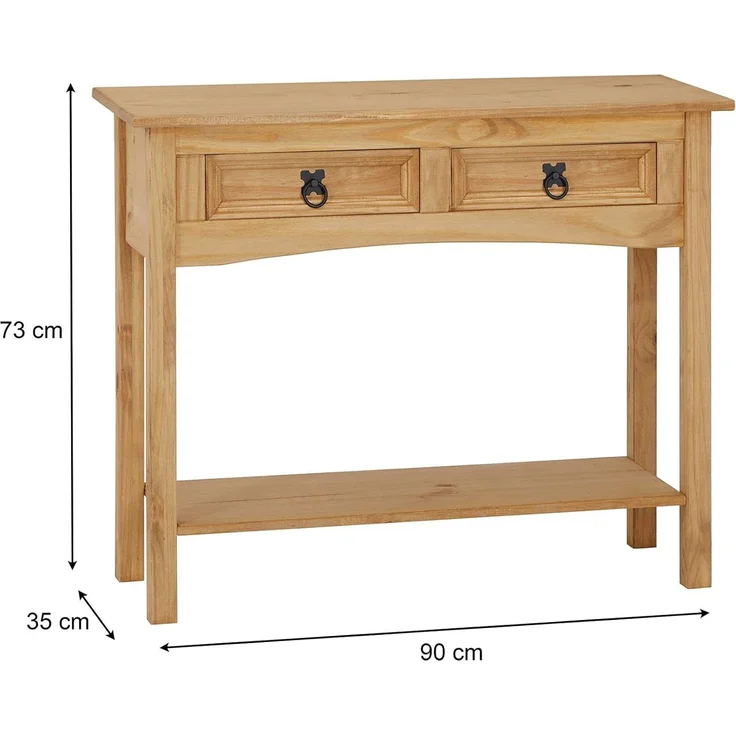 CARO-Möbel Konsolentisch SALSA, Schmaler Flurtisch mit 2 Schubladen und Ablage, Landhausstil natur – Bild 3