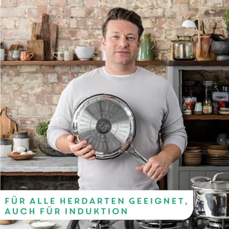 Jamie Oliver by Tefal Cook's Direct On Pfannen-Set 20/24/28 cm, Antihaft, Induktion, Backofenfest, Edelstahl, Genieteter Griff, E304S344 – Bild 6