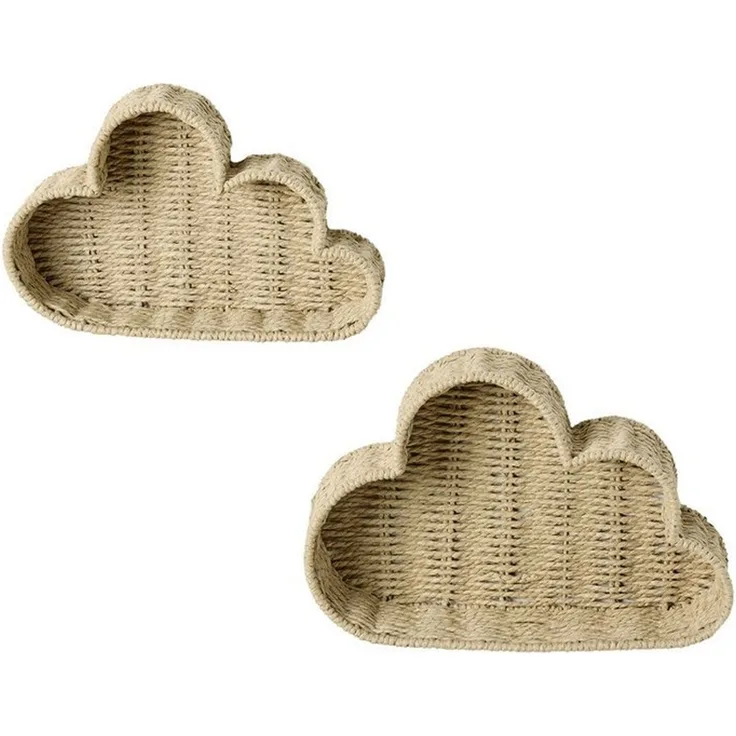 vertbaudet Kinderregal Wandregale in Wolkenform, 2er-Set aus Papierkordel, Kinderzimmer