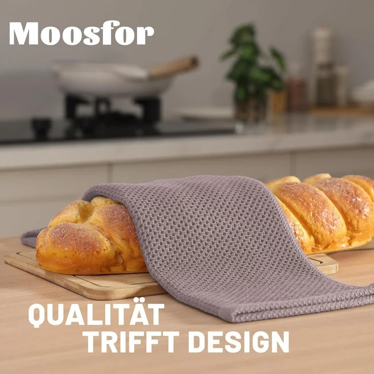 Moosfor Geschirrtücher 100% Baumwolle 6er Set 30x30cm Braun – Bild 2