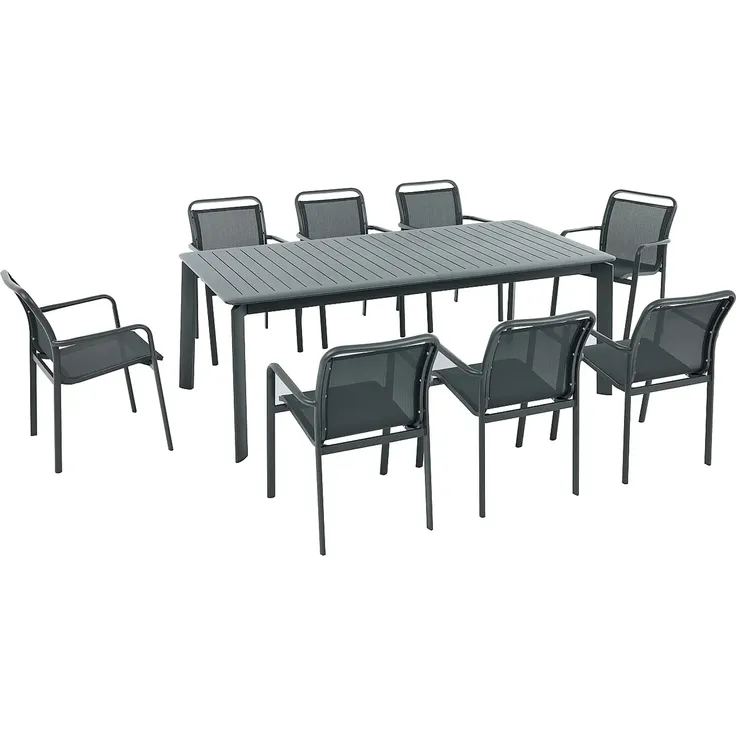 Vente-unique - VELYRA Gartenessgruppe Metall Grau - B 60 cm100 cm x H 85 cm75 cm x L 57 cm205 cm286,5 cm – Bild 2