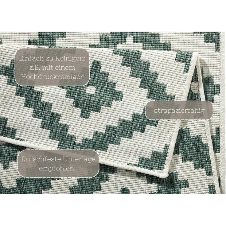 In- & Outdoor Teppich Malta Grün Creme - 80x150x0,5cm – Bild 5