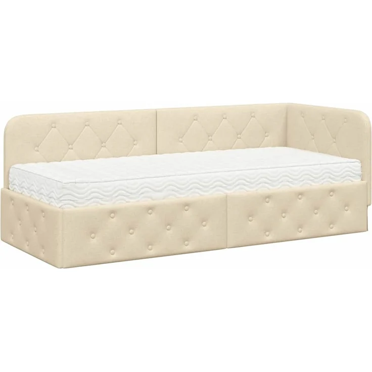 vidaXL Eckbettgestell Creme 80 x 200 cm Stoff 3394035 – Bild 1