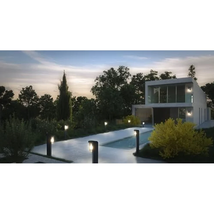 Osram Außenwandleuchte E27 Klarglas, modernes Design Aluminium in Dunkelgrau, IP44-Schutz, stoßfest IK03, Wandleuchte für Terrasse und Balkon – Bild 7
