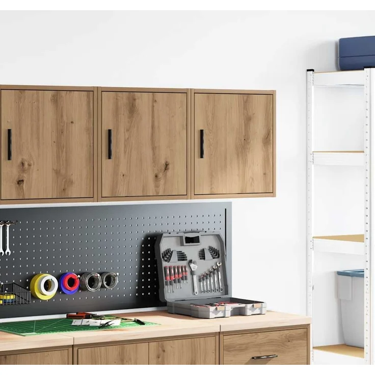 vidaXL Garagen-Wandschränke 2 Stk. Artisan-Eiche Holzwerkstoff 860642 – Bild 2