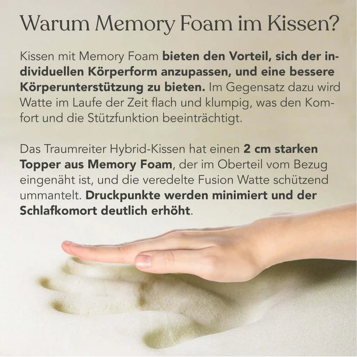 Traumreiter Seitenschläferkissen Traumreiter U Visco Kissen mit Bezug Velour Deluxe – Bild 2