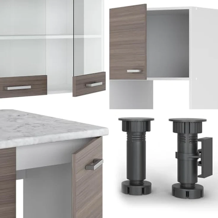 Vicco Eckküche L-Form, Braun und Weiß, Holzwerkstoff, 247x81.6x60 cm, ohne Geräte – Bild 5