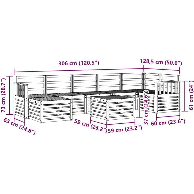 vidaXL Outdoor-Sofagarnitur 8 stk. 8-Sitzer Natur Massivholz Akazie 3375199 – Bild 12