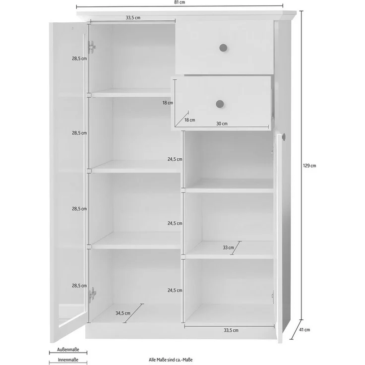 Home affaire Vitrine Örebro zeitloser Landhausstil, mit Vollauszug, Beleuchtung optional – Bild 3
