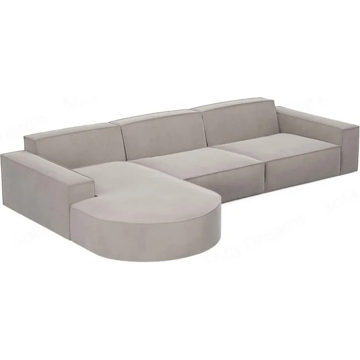 Couch Alegranza L-Form in Stoff - Samtstoff - Beige - Links