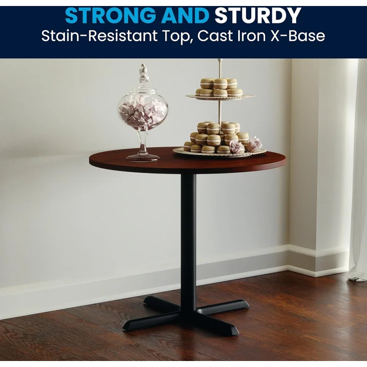 Flash Furniture Chapman 91,4 cm runder Mehrzweck-Konferenztisch, Business-Tisch für Büro und Konferenzräume, Kirsche – Bild 6