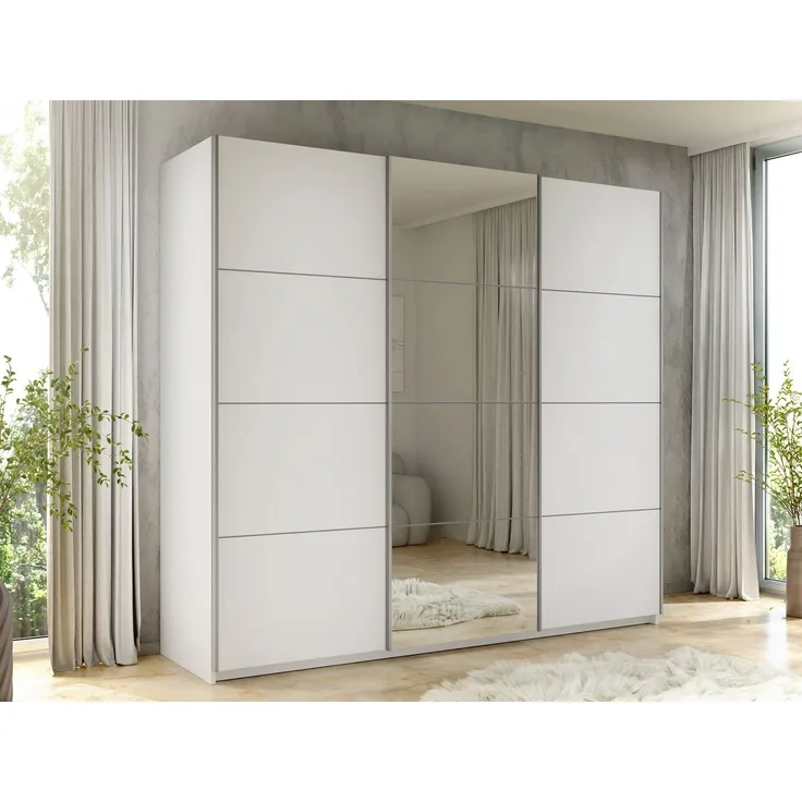 Kleiderschrank Atalio 250 mit 3 Schiebetüren (Farbe: Weiß)