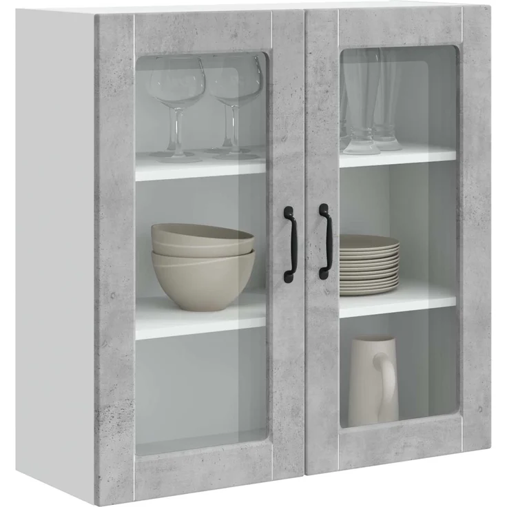 vidaXL Wandglas-Schrank PORTO Betongrau 80 x 31 x 80 cm Holzwerkstoff 885418 – Bild 3