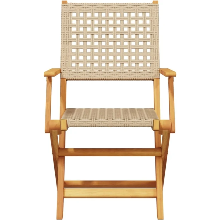 vidaXL Gartenstühle 2 Stk. Beige Massivholz Akazie und Poly Rattan 367665 – Bild 4