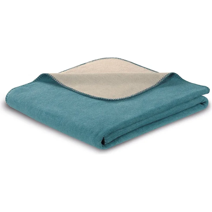Biederlack Wohndecke Kuscheldecke 150x200 Melange Wende uni petrol stein 829283
