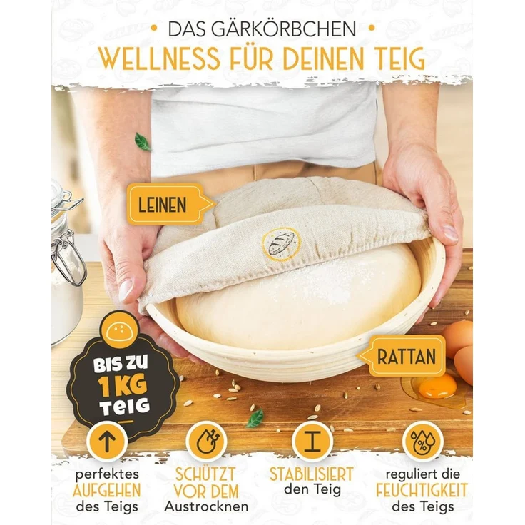 Krustenzauber Brotbackform Emaillierter Gusseisentopf zum Brotbacken im XXL Komplettset – Bild 3