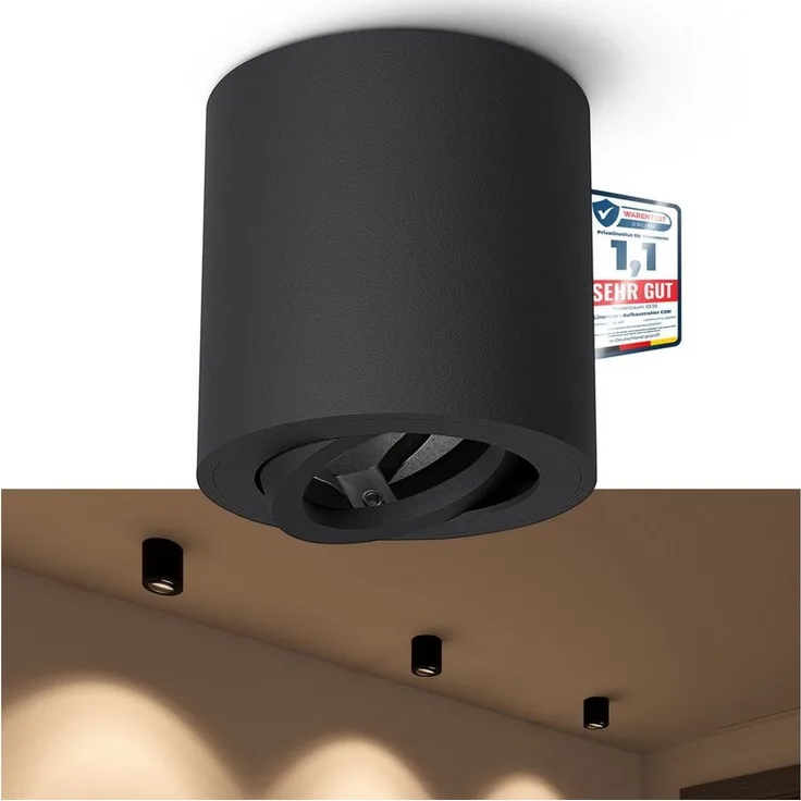 linovum LED Aufbaustrahler Aufbauleuchte CORI schwenkbar Schwarz Deckenlampe Deckenstrahler Spot