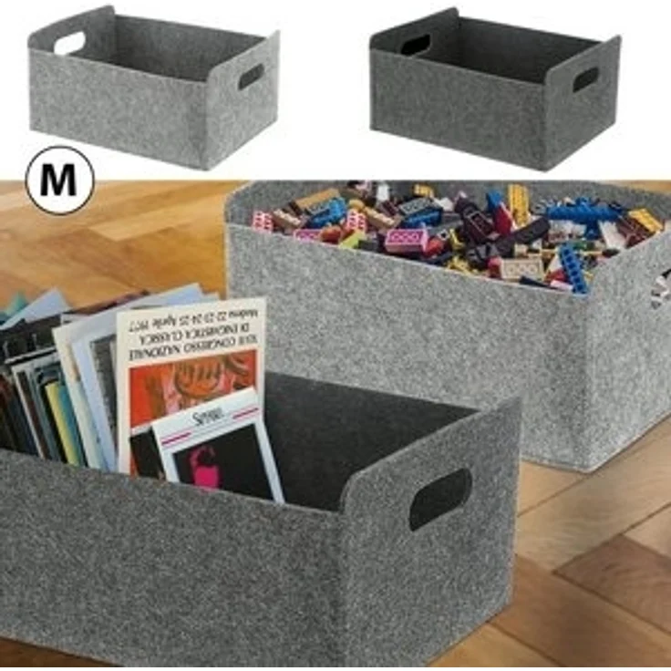 CEPEWA Aufbewahrungskorb Aufbewahrungsbox 2er Set Filz hellgrau dunkelgrau – Bild 6