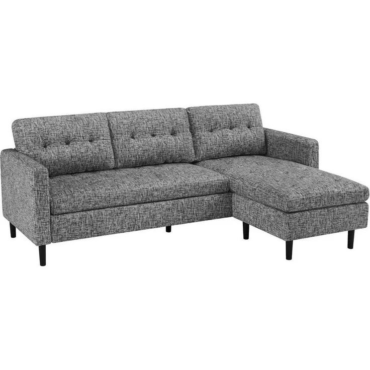 riess-ambiente Ecksofa STOCKHOLM 220 cm grau – 3-Sitzer, Strickstoff, Ottomane beidseitig, Einzelartikel 1 Teile, bequeme Eckcouch mit Federkern – ideal fürs Wohnzimmer & Gästezimmer – Bild 1
