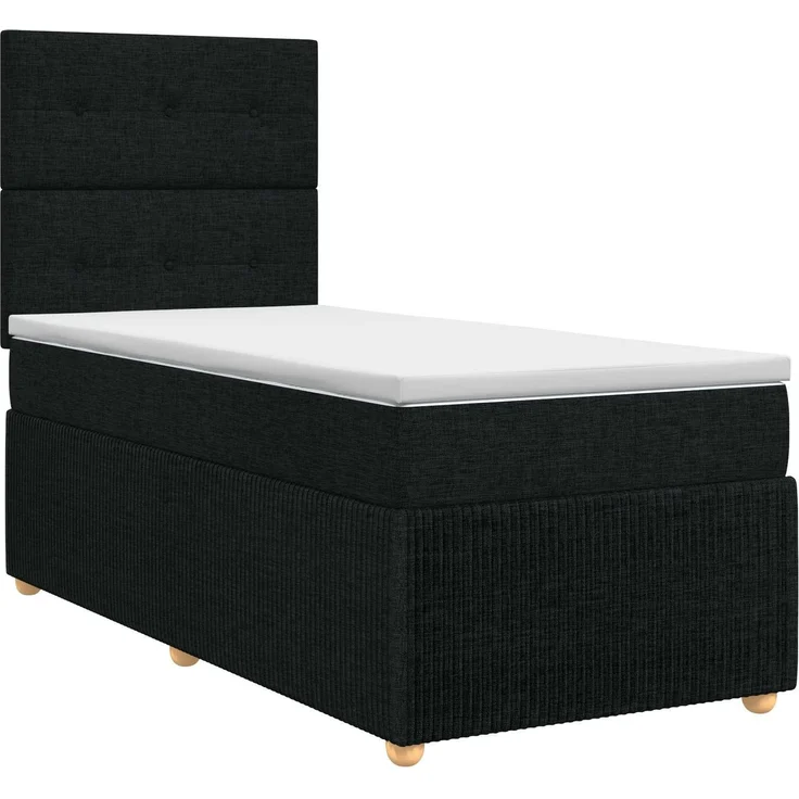 vidaXL Boxspringbett mit Matratze Schwarz 90 x 190 cm Stoff 3454286 – Bild 2