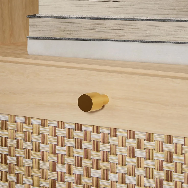 FORTE Calasetta Nachttisch 45 cm Boho Stil Wiener Geflecht Nachtschrank mit Schublade Holz Dekor: Elegancia Eiche/Technorattan, klein schmal, 45 cm breit x 54,5 cm hoch x 41 cm tief – Bild 8