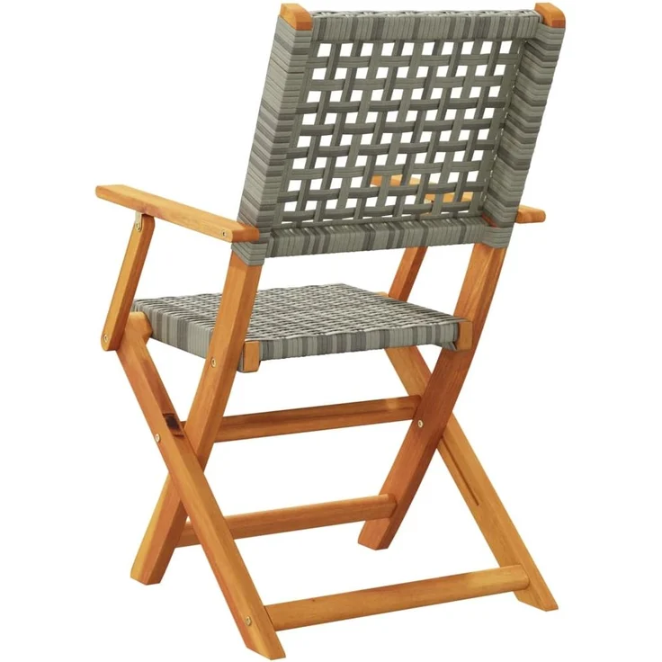vidaXL Gartenstühle 6 Stk. Klappbar Grau Poly Rattan & Massivholz 3214560 – Bild 5