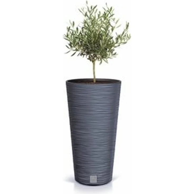 Spetebo Blumentopf Kunststoff Rillen Blumen Topf anthrazit - 58x30 cm (Stück, 1 St, Blumentopf), Rillen Design Pflanzkübel mit Einsatz – Bild 5