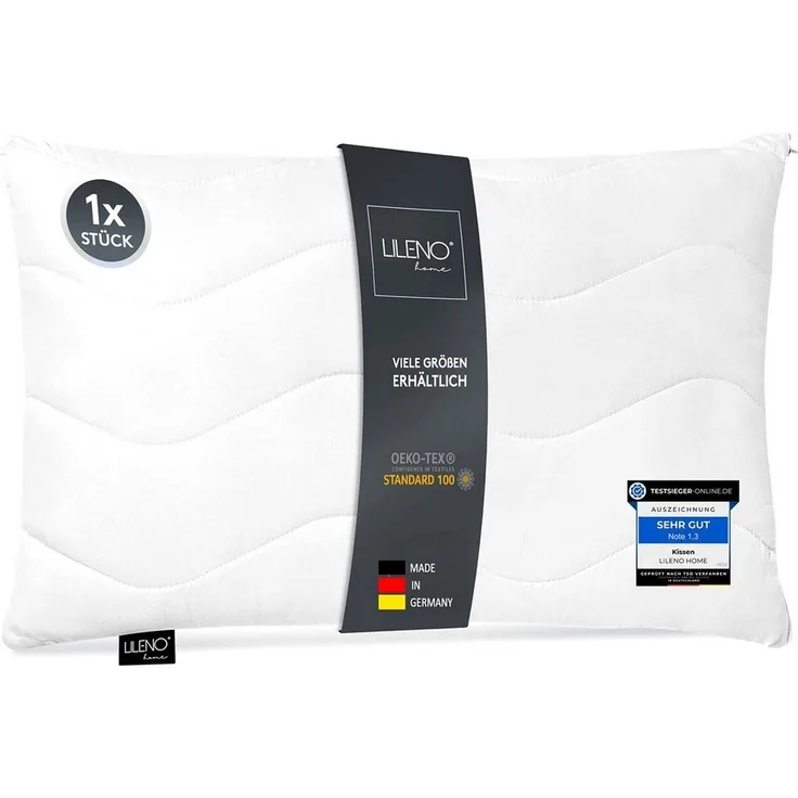 LILENO HOME Kopfkissen - gestepptes Kissen in verschiedenen Größen - Made in Germany, Füllung: 100% Polyester, Rückenschläfer, Seitenschläfer, Bauchschläfer, Spar-Set, 1er Set, Dekokissen 30x40 cm, allergikergeeignet, Bettkissen oder Kopfkissen