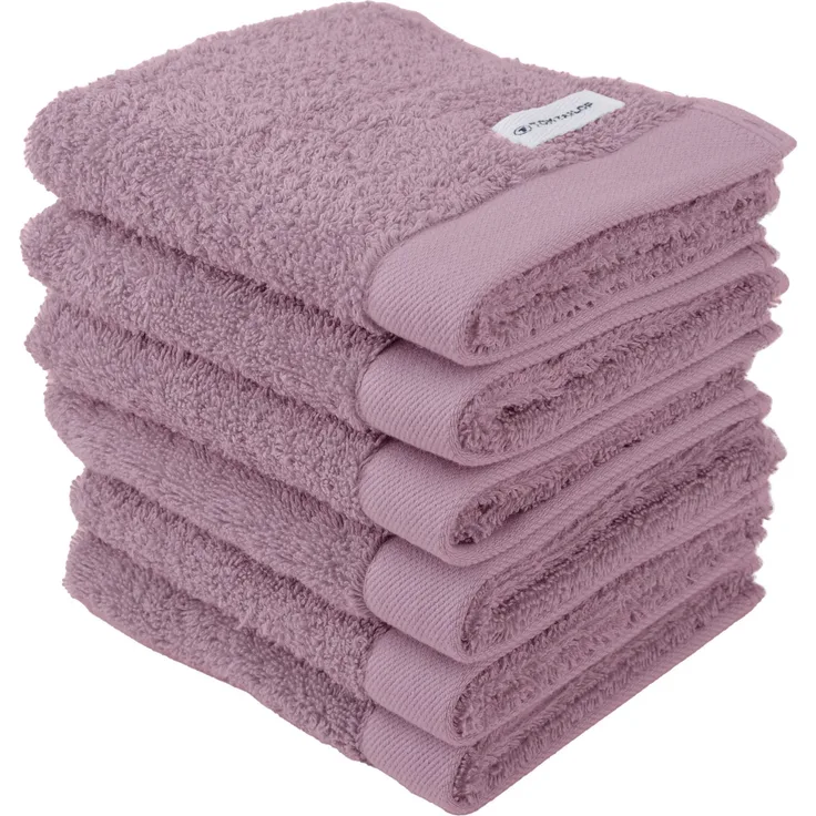 TOM TAILOR Gästehandtuch, 6er Pack - Color Bath Guest Towel, Frottier, Baumwolle Mauve 30x50cm
