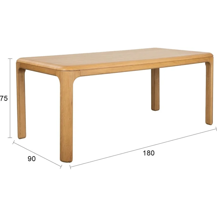 Zuiver Esstisch Oever 180 aus massivem Eichenholz für Esszimmer & Küche Beige 90x180x75 cm – Bild 8