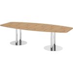 bümö Konferenztisch oval 280x130 cm großer Besprechungstisch in Asteiche, Besprechungstisch mit Chromsäulen, Meetingtisch für 10 Personen, XXL-Tisch für Besprechungsraum & Meeting, KT28S-R-C