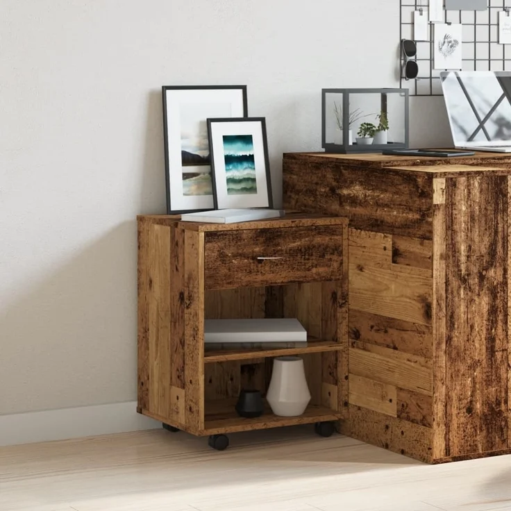 Rollcontainer Altholz-Optik 46 x 36 x 59 cm Holzwerkstoff – Bild 2