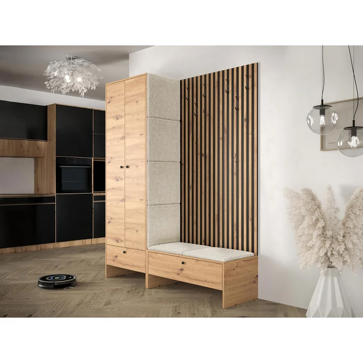 Garderoben-Set Melire III (Farbe: Artisan Eiche / Artisan eiche + Schwarz, Abriamo 03) – Bild 2