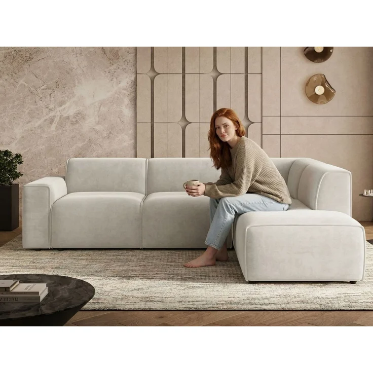GrainGold Ecksofa L-Form Eluno, Set, Couch, mit Rückenlehne, T30-Schaum, und Wellenfedern, Modern Stil – Bild 3