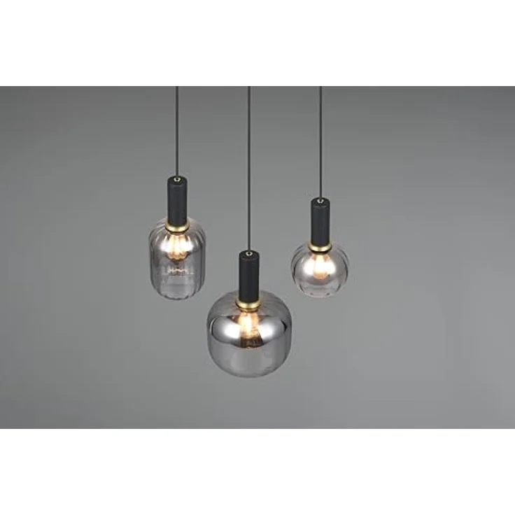 Trio Leuchten Hängeleuchte, Schwarz-Chrom, Pendelleuchte aus Metall und Glas, 150 cm – Bild 3