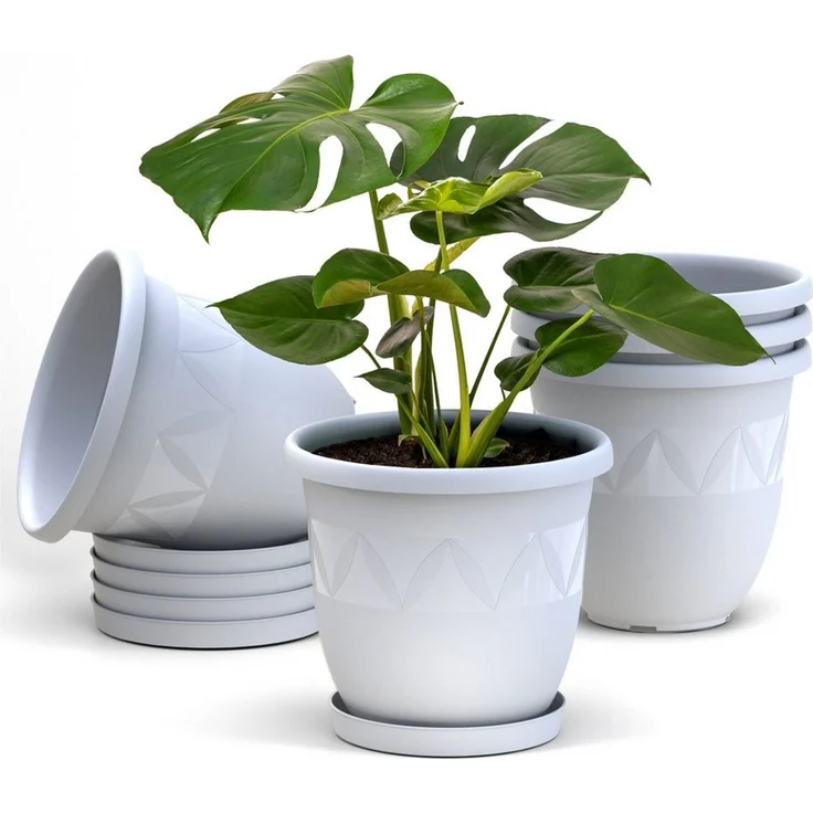 Plastard Pflanzkübel 3er, 5er, 10er Sets, Blumentopf mit passenden Untersetzer 15 - 40 cm (5 St, Blumenkübel ist Witterungs-, frost- und UV-beständig) – Bild 1