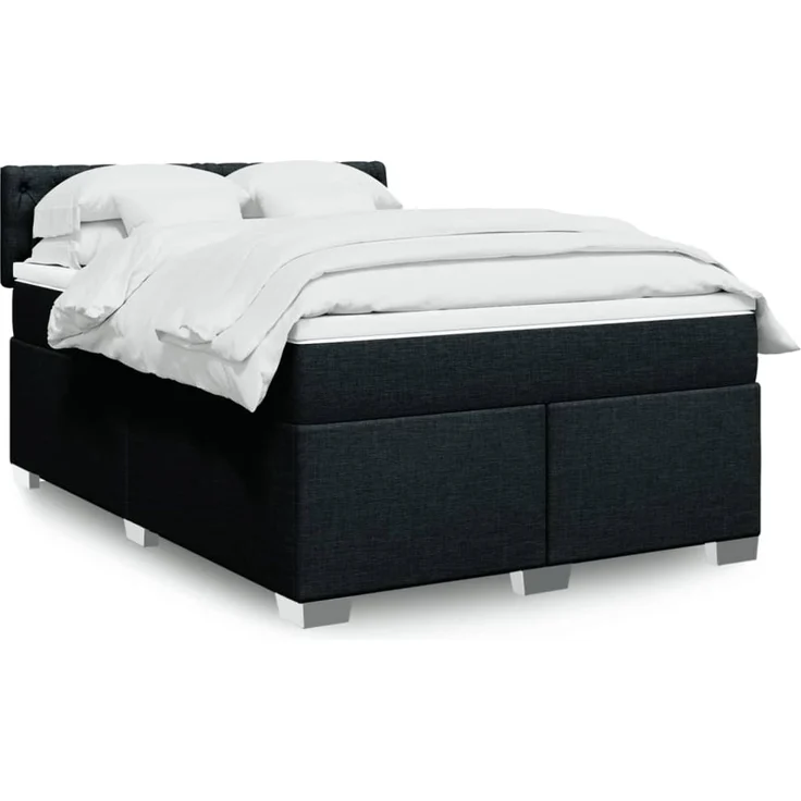 vidaXL Boxspringbett mit Matratze Schwarz 160x200 cm Stoff 3285948 – Bild 1
